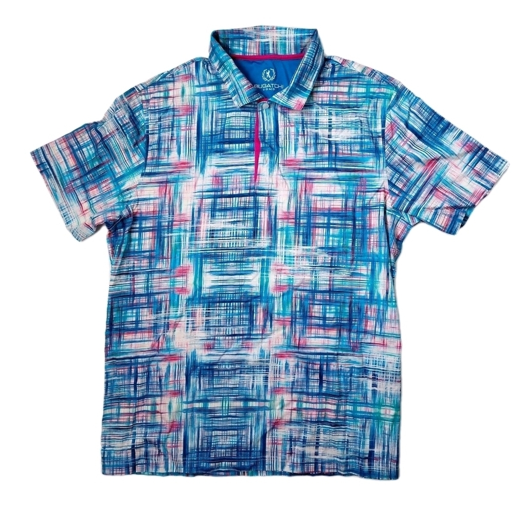 Bugatchi Uomo Men's Short Sleeve Shirt Abstract Pattern Size XL